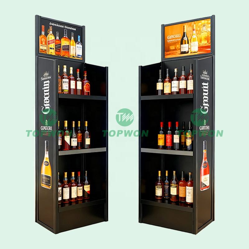 Custom Retail Store Metal Display Rack 3 Tier Metal Display Stand Wine ...