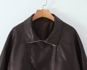 PB & <span class=keywords><strong>ZA</strong></span> แจ็กเก็ตหนังมีกระเป๋าสไตล์เรโทรลำลองทรงหลวมสำหรับผู้หญิงฤดูใบไม้ร่วง2025 - Product Image 5