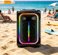 Altavoz Bluetooth de 100W RMS de Alto Volumen, Altavoz de Karaoke Recargable para Exteriores con Luces LED de Colores
