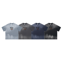 Camiseta YKH de 275 g/m², 100 % algodón, con logotipo personalizado, al por mayor, de verano, manga corta, lavado ácido, estampado en serigrafía, de gran gramaje