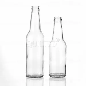 الجملة اسطوانة جولة مخزنة العنبر زجاجة شفافة الزجاج 330 مللي زجاجات جعة مصنوعة من الزجاج مع تاج غطاء