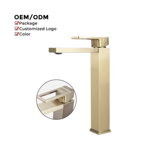 Robinets de salle de bain rétro élégants montés sur le pont en laiton, robinets de lavabo de salle de bain en or brossé - Product Image 1