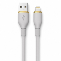 Kabel Pengisian Daya USB-A ke Lightning 1m TPE dengan Konektor Cincin Berlapis Emas, Kabel Data Pengisian Cepat untuk iPhone