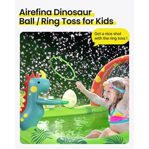 Centre de jeux aquatiques gonflable dinosaure pour enfants, aire de jeux aquatique de jardin avec toboggan, arroseur et jeu de lancer d'anneaux, jouet de piscine extérieure - Product Image 6