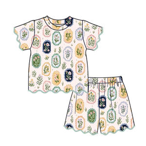 Nouvelles tenues d'été décontractées pour filles : shorts à motif mignon et bord festonné, designs tendance, vêtements assortis pour sœurs - Product Image 4