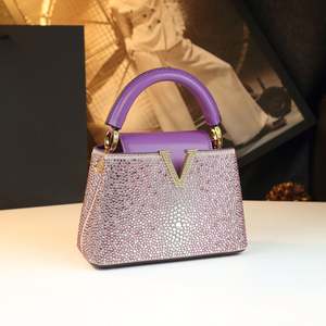 Bolso de Mano de Lujo para Mujer, Estilo Bandolera, de Cuero Genuino con Incrustaciones de Diamantes - Product Image 5