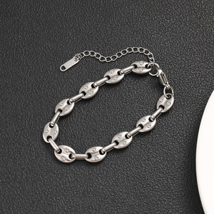 Vente en gros <span class=keywords><strong>de</strong></span> bijoux <span class=keywords><strong>de</strong></span> mode personnalisés, <span class=keywords><strong>bracelet</strong></span> en acier inoxydable avec grains <span class=keywords><strong>de</strong></span> <span class=keywords><strong>café</strong></span>, zircon et <span class=keywords><strong>diamant</strong></span>, <span class=keywords><strong>bracelet</strong></span> à chaîne pour nez <span class=keywords><strong>de</strong></span> cochon pour femme - Product Image 2