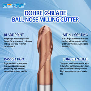 DOHRE <span class=keywords><strong>UEX</strong></span> 50mm HRC60 CNC tungstène carbure monobloc 2F boule nez fraise Fresas métal Duro pour acier - Product Image 2
