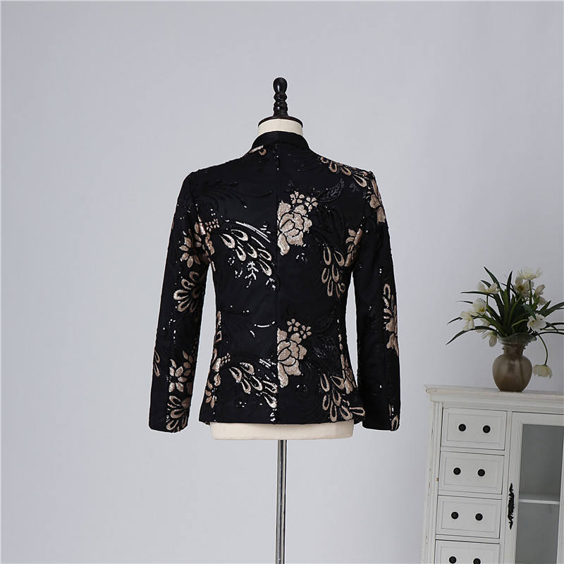 Men's Suit Floral Pattern Jacket Dinner Party Performance Wear Stage Blazer Costume Homme