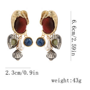 ต่างหูจี้รูปช้างทำจากโลหะผสมรูปสัตว์พลอยมุกวินเทจสำหรับผู้หญิง - Product Image 6