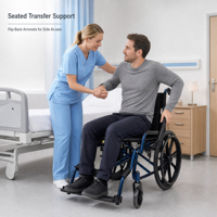 Fauteuil roulant manuel pliable avec sièges ergonomiques, repose-pieds réglables et grandes roues arrière pour la mobilité quotidienne