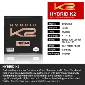 Goma de tenis de mesa TIBHAR <span class=keywords><strong>K2</strong></span>/<span class=keywords><strong>K2</strong></span> PRO con esponja alemana y púas pegajosas para ataque rápido, ideal para jugadores intermedios y avanzados. - Product Image 4