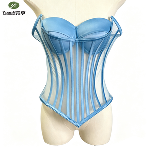 En gros, en stock : <span class=keywords><strong>Corset</strong></span> bustier tube transparent en résille pour femme, avec décolleté cœur, dos en satin, laçage à la taille et effet sculptant - Product Image 5
