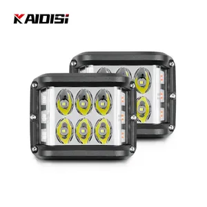 Tự động hệ thống chiếu sáng 4 inch phản chiếu <span class=keywords><strong>Side</strong></span> Cube <span class=keywords><strong>LED</strong></span> làm việc ánh sáng 45 Wát hai mặt màu đỏ và màu xanh nhấp nháy làm việc ánh sáng 4x4 - Product Image 1