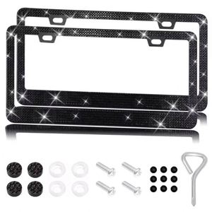Wholesale 2 Holes Glitter Crystal Tag <b>Frame</b> Bling Rhinestone License Plate <b>Frames</b> - Product Image 3