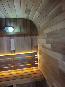 Sauna extérieur compact en bois massif HELIUS pour 2 personnes, en cèdre rouge ou hemlock, avec poêle et pierres. - Product Image 5