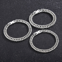 Chaîne cubaine à bord coupé Bracelet en acier inoxydable simple et élégant avec motif géométrique Chaîne de fouet à la mode pour fermoir à bijoux unisexe