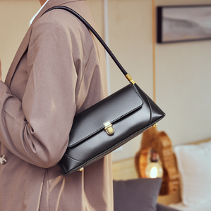 <b>Black</b> <b>Patent</b> Leather Shoulder Bag Underarm <b>Handbag</b> Flap Lock Purse for Daily Commuting - Product Image 5