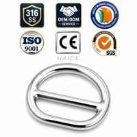 Anneau en D double couche en acier inoxydable 316 pour sangle marine avec barre 6x50mm, accessoires de quincaillerie pour sacs, harnais pour animaux de compagnie, bateaux et yachts