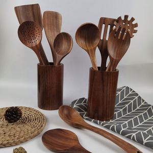 Spatule antiadhésive en acacia Passoire Fourchette à salade Cuillère à soupe Ustensiles de cuisine Cuillère en bois de teck Spatule en bois - Product Image 1