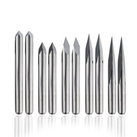 Lot de 10 fraises de gravure pyramidales à trois bords en aluminium, avec pointe de 0,1 à 0,3 mm, haute précision, pour machine de gravure CNC