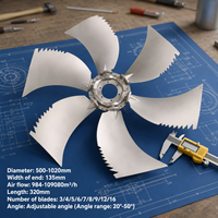 Ventilateur axial à impeller unique en alliage d'aluminium à 6 pales, robuste, haute résistance, résistant aux hautes températures, à lame courbée