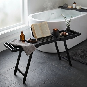 Accesorios de Baño de Bambú Negro Ajustables y Expandibles, <span class=keywords><strong>Bandeja</strong></span> de <span class=keywords><strong>Bañera</strong></span> de Lujo de <span class=keywords><strong>Madera</strong></span> con Portavasos y Soporte para Libros - Product Image 6