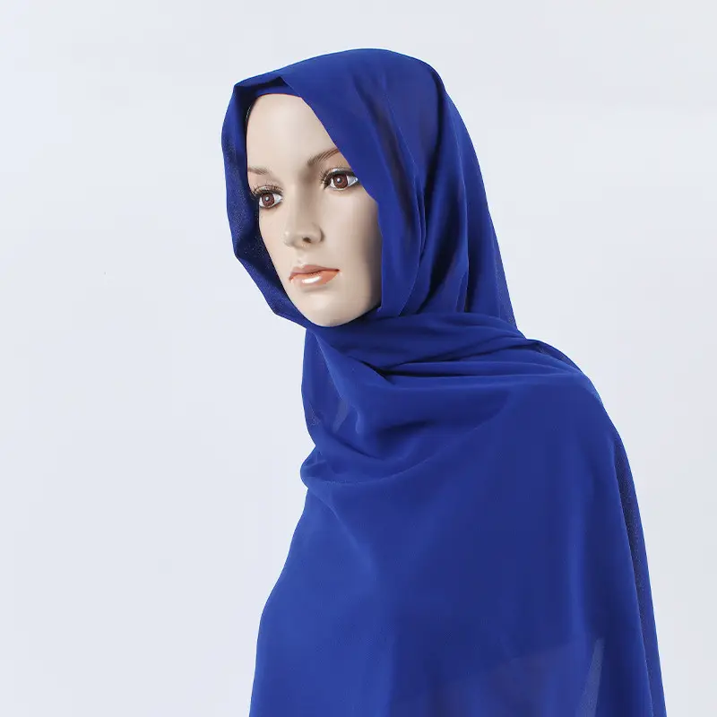 Latest plain solid chiffon polyester scarf beach shawls Muslim Hijab