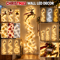 Décorations murales LED de Noël en gros : Rennes dorés volants, nuages et étoiles lumineuses pour l'ambiance des fêtes à la maison, dans le salon et sur les escaliers