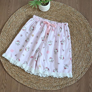 Pantalones Cortos de Algodón 100% para Mujer, Venta al por Mayor de Fábrica, Elegantes con Ribete de Encaje, Pantalones de Pijama Casuales de Verano - Product Image 5