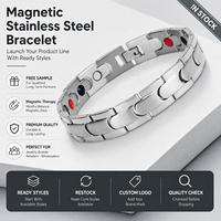 Pulsera de Cadena Magnética de Acero Inoxidable con Diseño 4 en 1, Joyería de Moda en Tono Plateado con Cierre Plegable