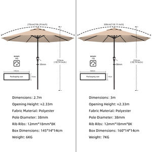 Sombrilla de <span class=keywords><strong>Patio</strong></span> Grande con Manivela y Inclinación, Sombrilla de Jardín, Parasoles para Exteriores, Venta al por Mayor - Product Image 6