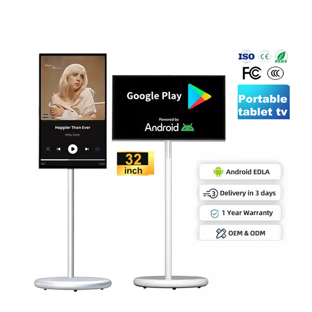 32-Inch Movable Floor Stand Android Smart TV Touch Screen Rotatable Interactive Display for Office Retail Store Exhibition