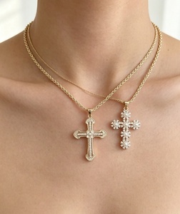 Religious jewelry cross zircon pearl necklaces classic charm link <b>chain</b> Party Gift - Product Image 4