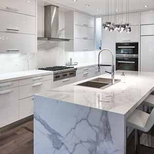 بيع مباشر من المصنع خزانة مطبخ Hdf فاخرة رخيصة مثبتة على الحائط بلون أبيض وخشب عالي اللمعان - Product Image 2