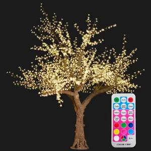 3.5m rgb led flor de cerejeira iluminado, mudança de cor de árvore com controle remoto para uso externo, jardim rua, decoração para festas