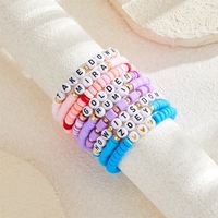 Set de Pulseras de Letras de Arcilla Polimérica K-Pop Demon Hunters, Pulseras Elásticas de Cuentas Minimalistas Boho, Joyería de Moda Multicolor