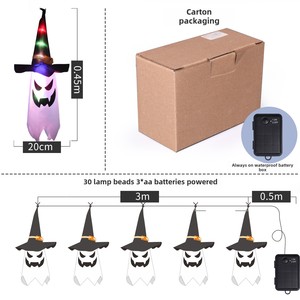 Venta caliente Halloween LED Calabaza Linternas Mago Sombreros Luces colgantes Cadena <span class=keywords><strong>de</strong></span> luces para Ghost Festival Recién llegado Decoraciones - Product Image 5