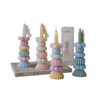 2026 Handgefertigte 3D-Kunstkerze Kreative Bunte Mehrfach Gestapelte Geometrische Formen Aromatherapie-Ornament Erntedankfest