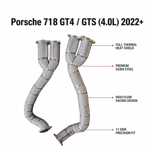 Collecteur d'échappement OEM thermosoudé pour Porsche 718 GT4 GTS 4.0L <span class=keywords><strong>2022</strong></span>+ en acier inoxydable SS304, conception racing haute performance, ajustement OEM 1:1 - Product Image 1
