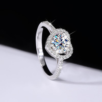 Bague pour femme en argent sterling S925, cœur creux romantique, 1 carat de moissanite, pour mariage ou demande en mariage