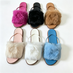 Lounge Women Coffee Brown Shearling Faux Fur <b>Slippers</b> Twisted Band Flexible Sole Office Use Mixed Sizes Best Seller Working Ladi - Product Image 1