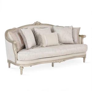 French Palace perabot ruang tamu antik 1 2 3 kain kombinasi ukiran kayu Solid Set Sofa mewah - Product Image 4