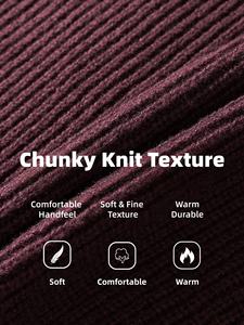 Chunky Knit Breathable Unisex <b>Crewneck</b> <b>Sweater</b> Anti-Wrinkle Anti-Pilling Textured Solid Color Pullover Front Logo 100% Polyester - Product Image 4