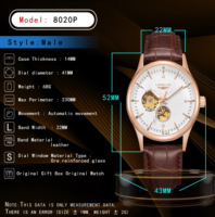 Montre automatique LONGLUX, style élégant, vente en gros, montres mécaniques squelette, cadran romain, étanche, montre homme, cadeau pour homme