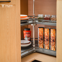Ensemble de plateau tournant à deux niveaux en plastique, hauteur réglable, pour cuisine et garde-manger, en PS et alliage de zinc