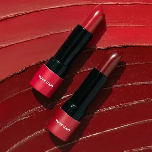 Chinese Custom Logo Vegan Nude Red Lipstick Manufacturer Waterproof Long Lasting Matte Lipstick Private Label