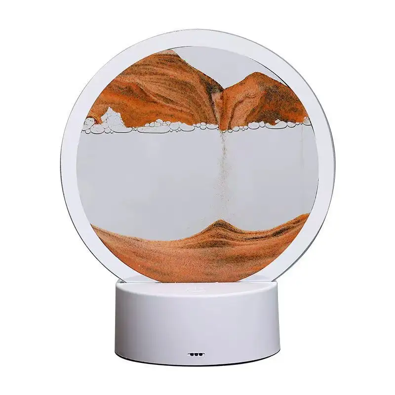 Lámpara de mesa de pintura de arena móvil LED Retro, lámpara de mesa táctil de luz de siete colores, arte LED dinámico pequeño 80 D6, luz de noche LED 3D 110