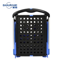2단 알루미늄 접이식 쇼핑카트 4륜 50kg 하중 마트 창고 캠핑용 GS인증