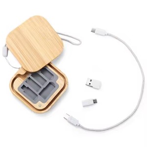 Bamboo 5 en 1/6 en 1 Cable de carga de teléfono con logotipo personalizado <span class=keywords><strong>Kabel</strong></span> Cable de carga portátil Convertidor <span class=keywords><strong>USB</strong></span> tipo C Adaptador Caja de almacenamiento - Product Image 2